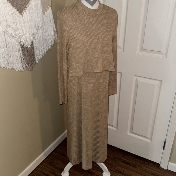 Old Navy Maternity Mock Neck Double Layer Nursing Midi Dress Size Large - Picture 1 of 7